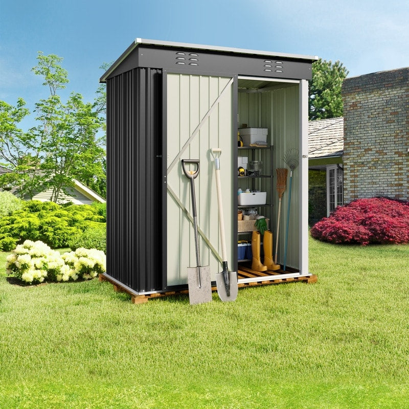 Abri de jardin en métal pour rangement extérieur, avec porte verrouillable, pour meubles de patio et outils