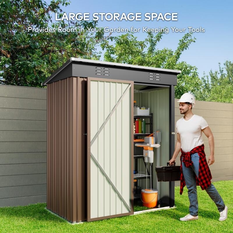 Abri de jardin en métal pour rangement extérieur, avec porte verrouillable, pour meubles de patio et outils