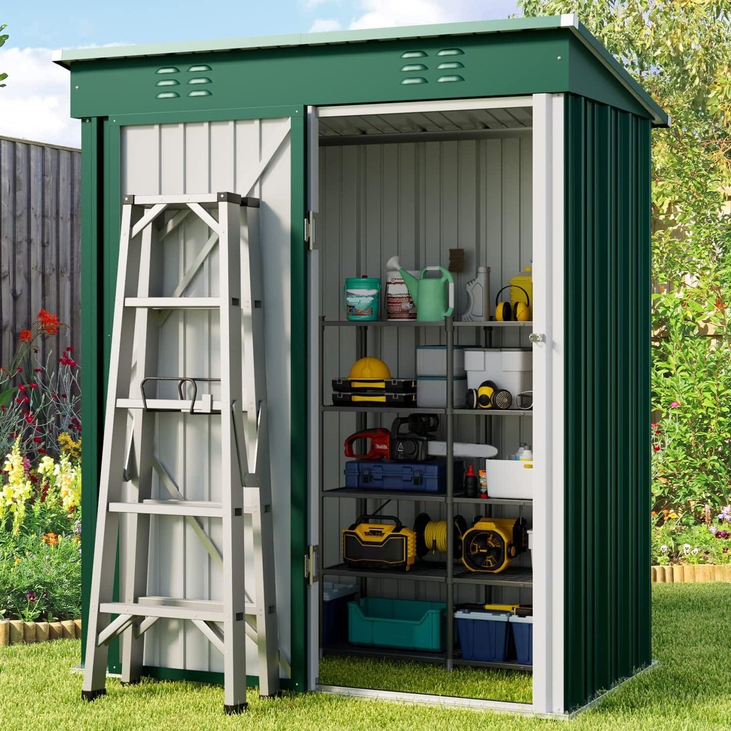 Abri de jardin en métal pour rangement extérieur, avec porte verrouillable, pour meubles de patio et outils