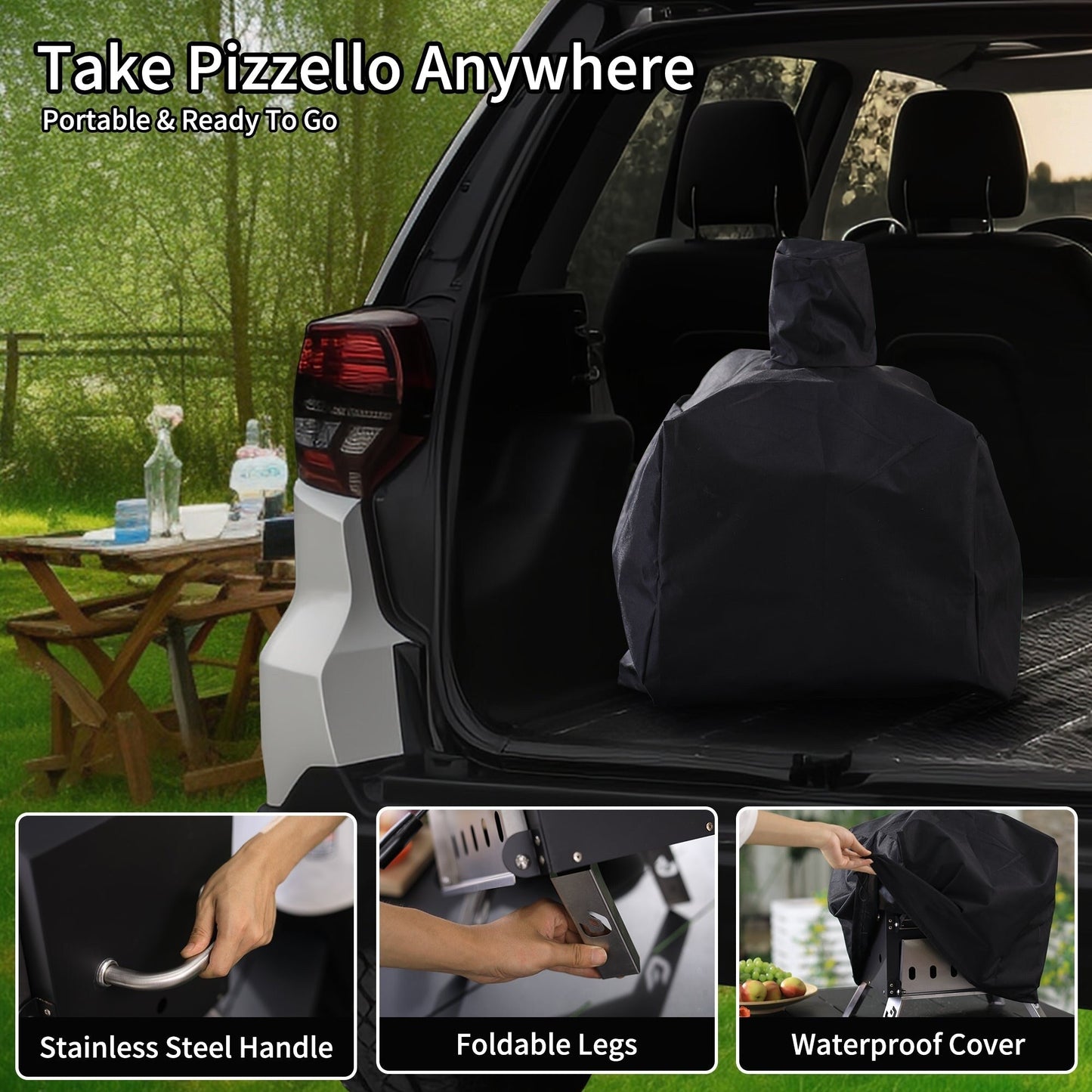 Four à pizza extérieur à bois, appareil à pizza 2 couches, grill à pizza extérieur pour fêtes de jardin - 30 cm (12 pouces)