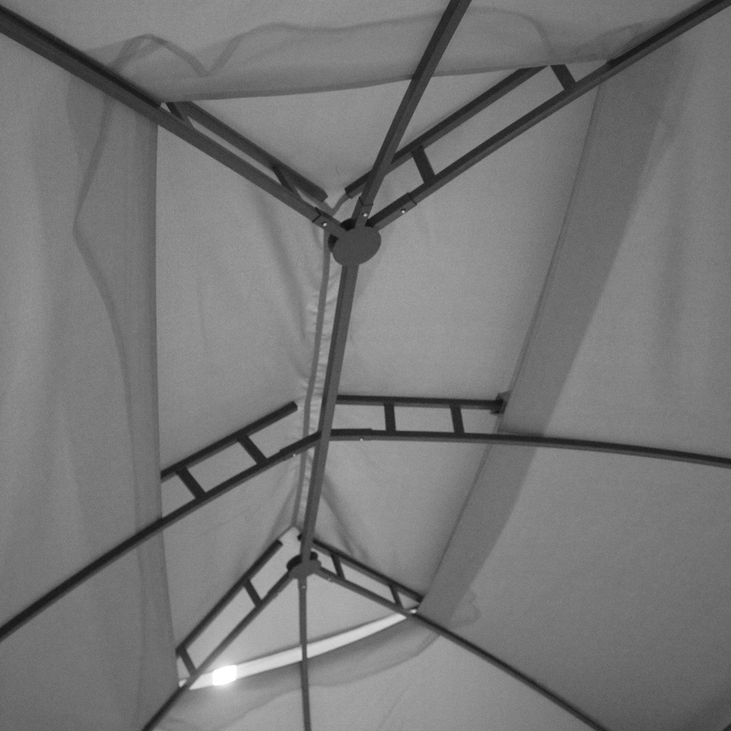 Outsunny Gazebo de Patio 3 x 4 m, Abri Extérieur avec Panneaux Lateraux, Toit Doublement Ventilé, Structure en Acier