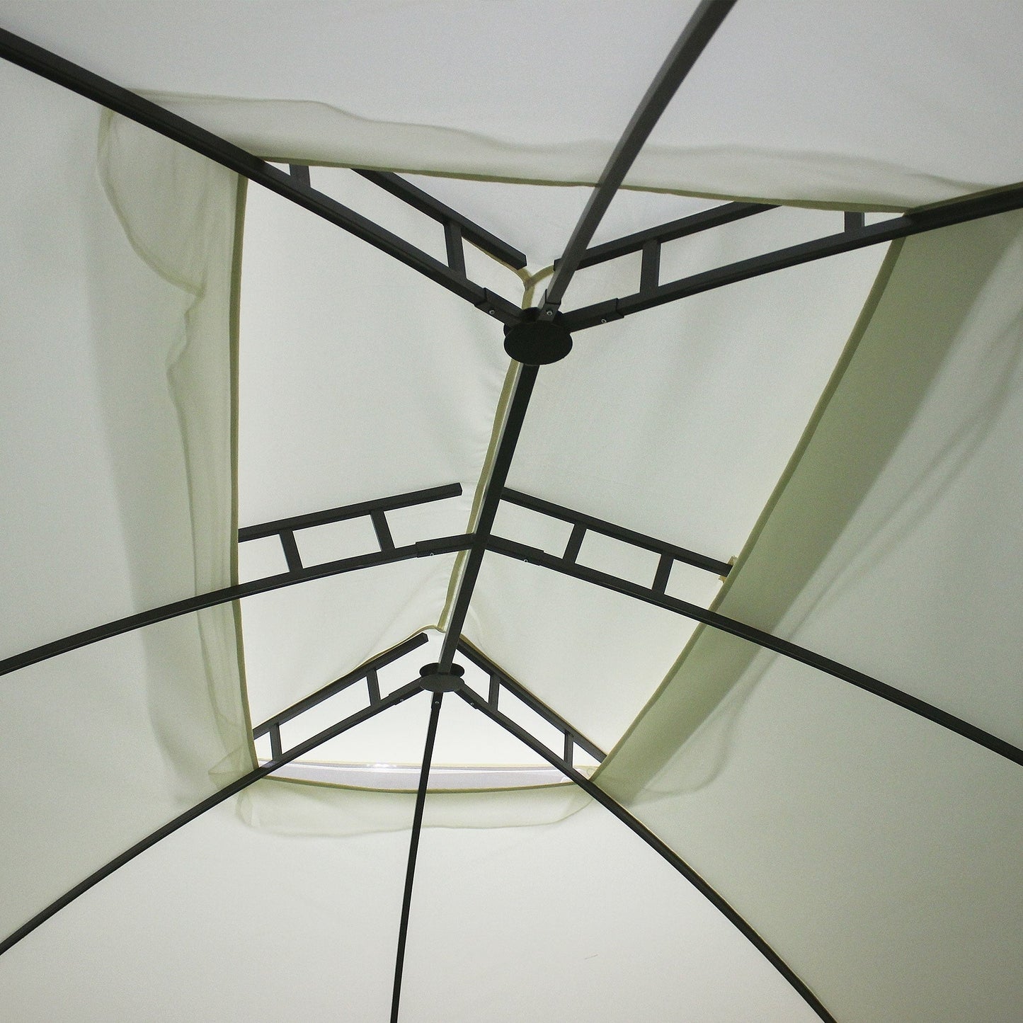 Outsunny Gazebo de Patio 3 x 4 m, Abri Extérieur avec Panneaux Lateraux, Toit Doublement Ventilé, Structure en Acier