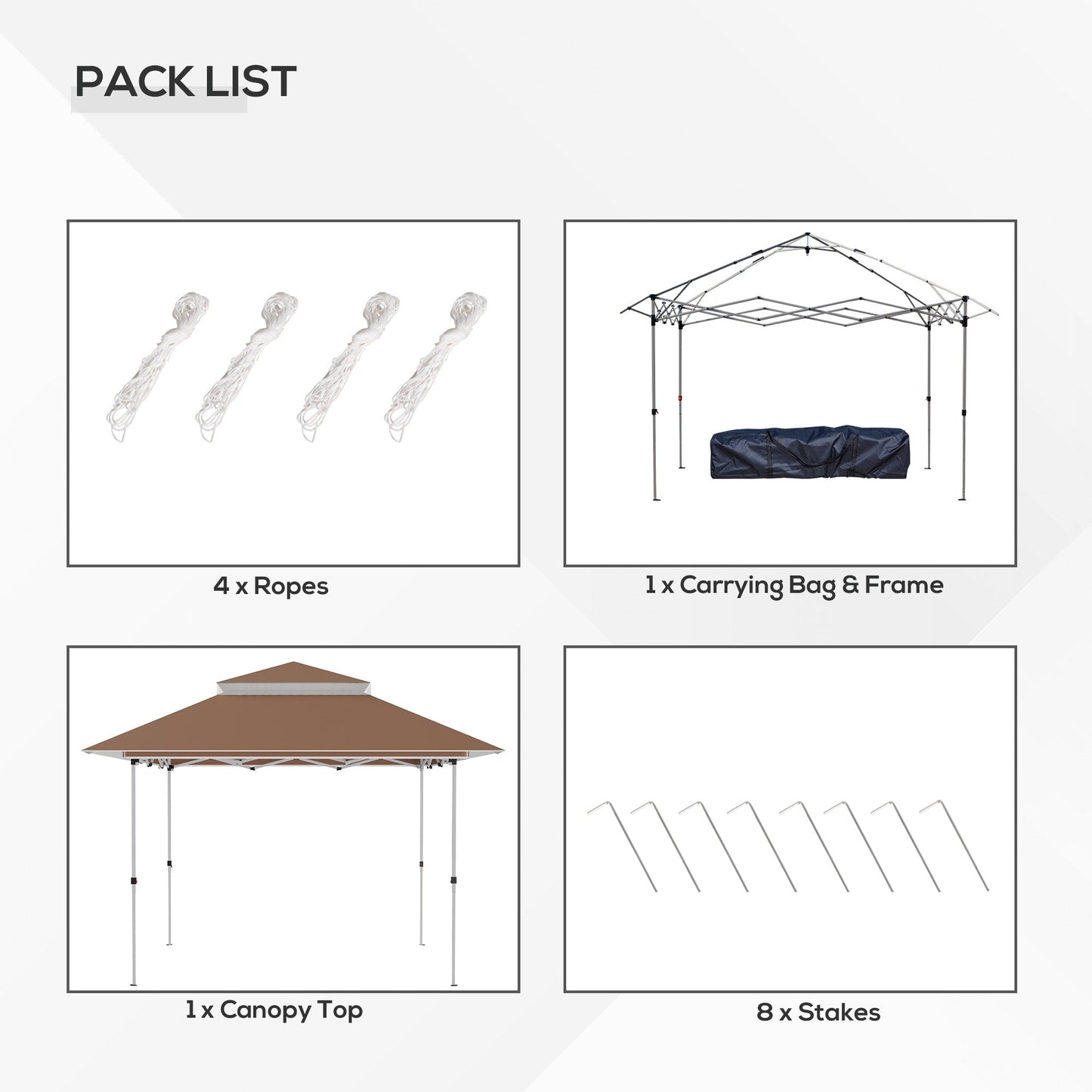 Outsunny Tente Pop-up Instant Canopy 3,6 m x 3,6 m, avec Pare-soleil, pliable, avec moustiquaire latérale en maille, hauteur réglable sur 3 niveaux