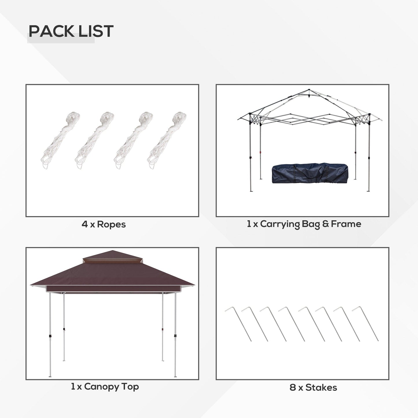 Outsunny Tente Pop-up Instant Canopy 3,6 m x 3,6 m, avec Pare-soleil, pliable, avec moustiquaire latérale en maille, hauteur réglable sur 3 niveaux