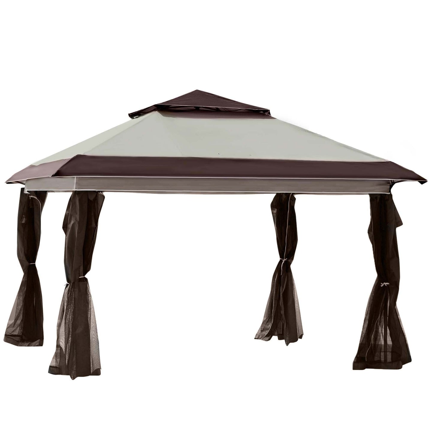 Outsunny Tente Pop-up Instant Canopy 3,6 m x 3,6 m, avec Pare-soleil, pliable, avec moustiquaire latérale en maille, hauteur réglable sur 3 niveaux