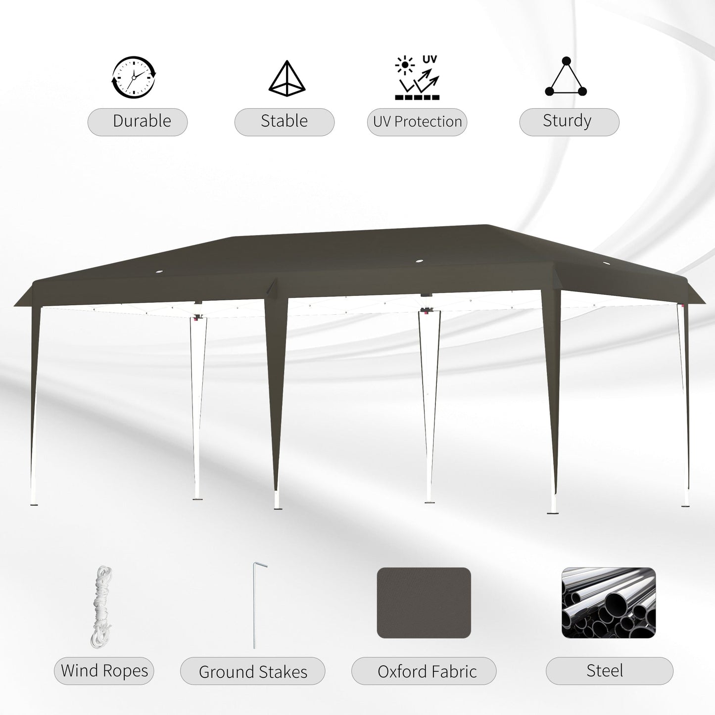 Caravane Pop-up Outsunny ultra-résistante avec cadre robuste, toit pare-UV et sac de transport pour patio, jardin, plage, cour arrière