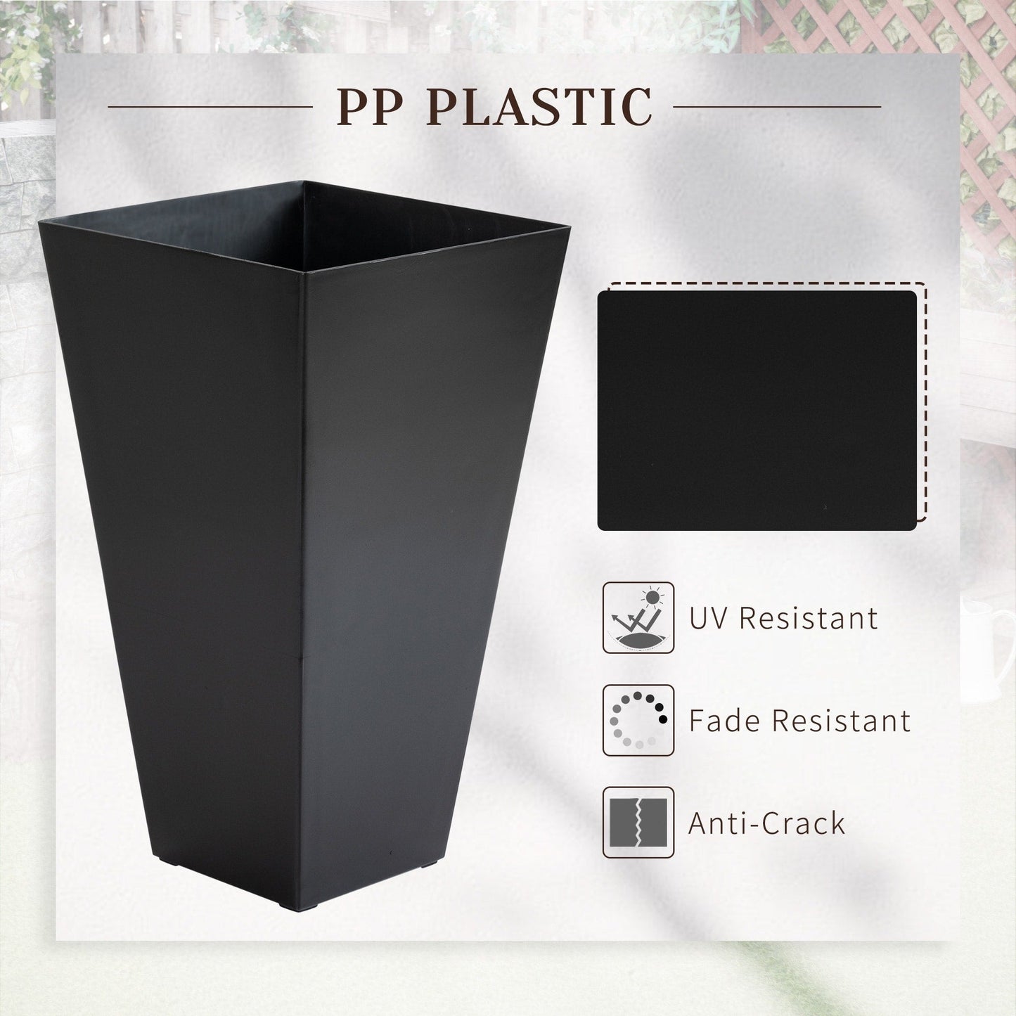 Outsunny Lot de 3 grands pots à fleurs en plastique, 71 cm de hauteur, pour l'intérieur et l'extérieur, pour entrée, patio, jardin