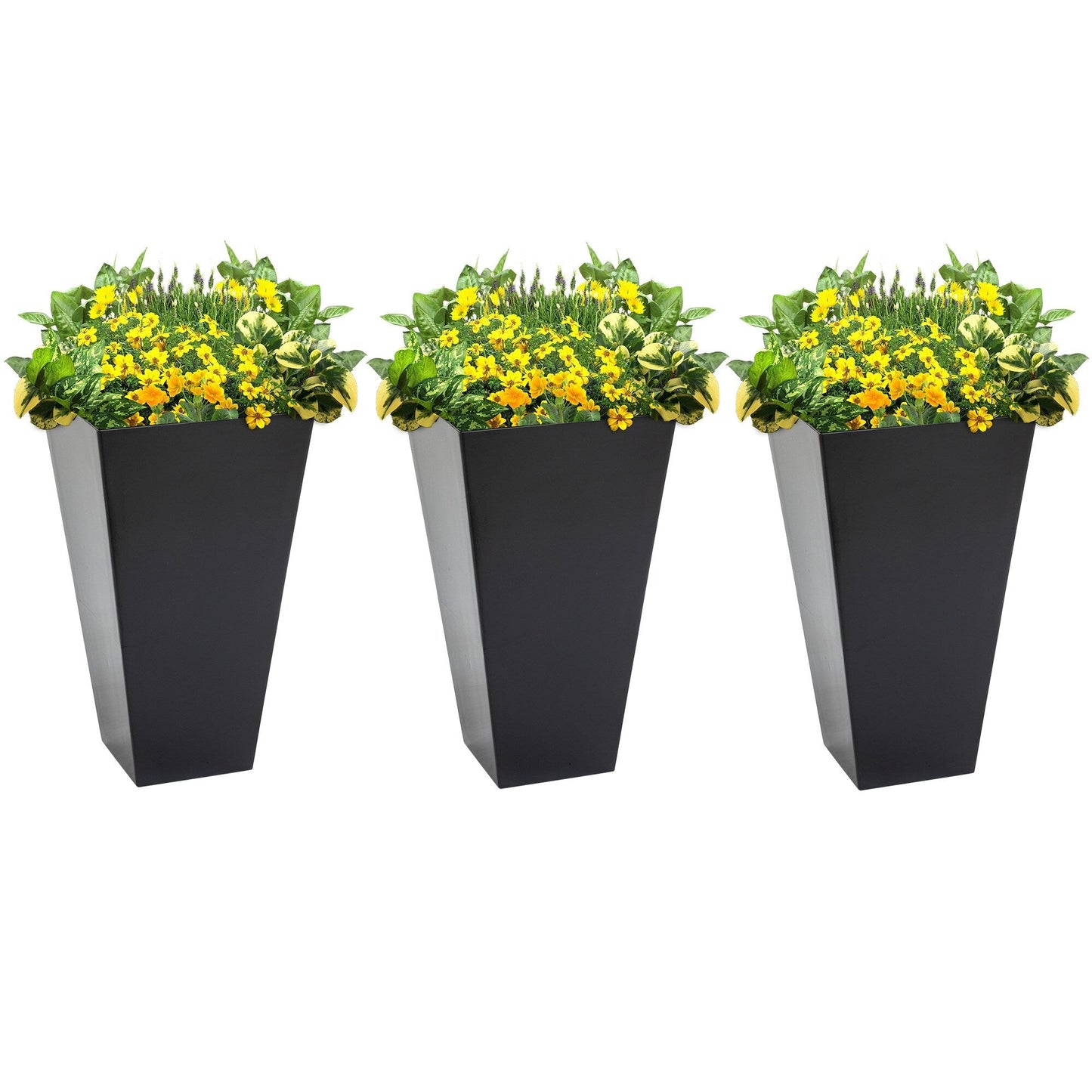 Outsunny Lot de 3 grands pots à fleurs en plastique, 71 cm de hauteur, pour l'intérieur et l'extérieur, pour entrée, patio, jardin