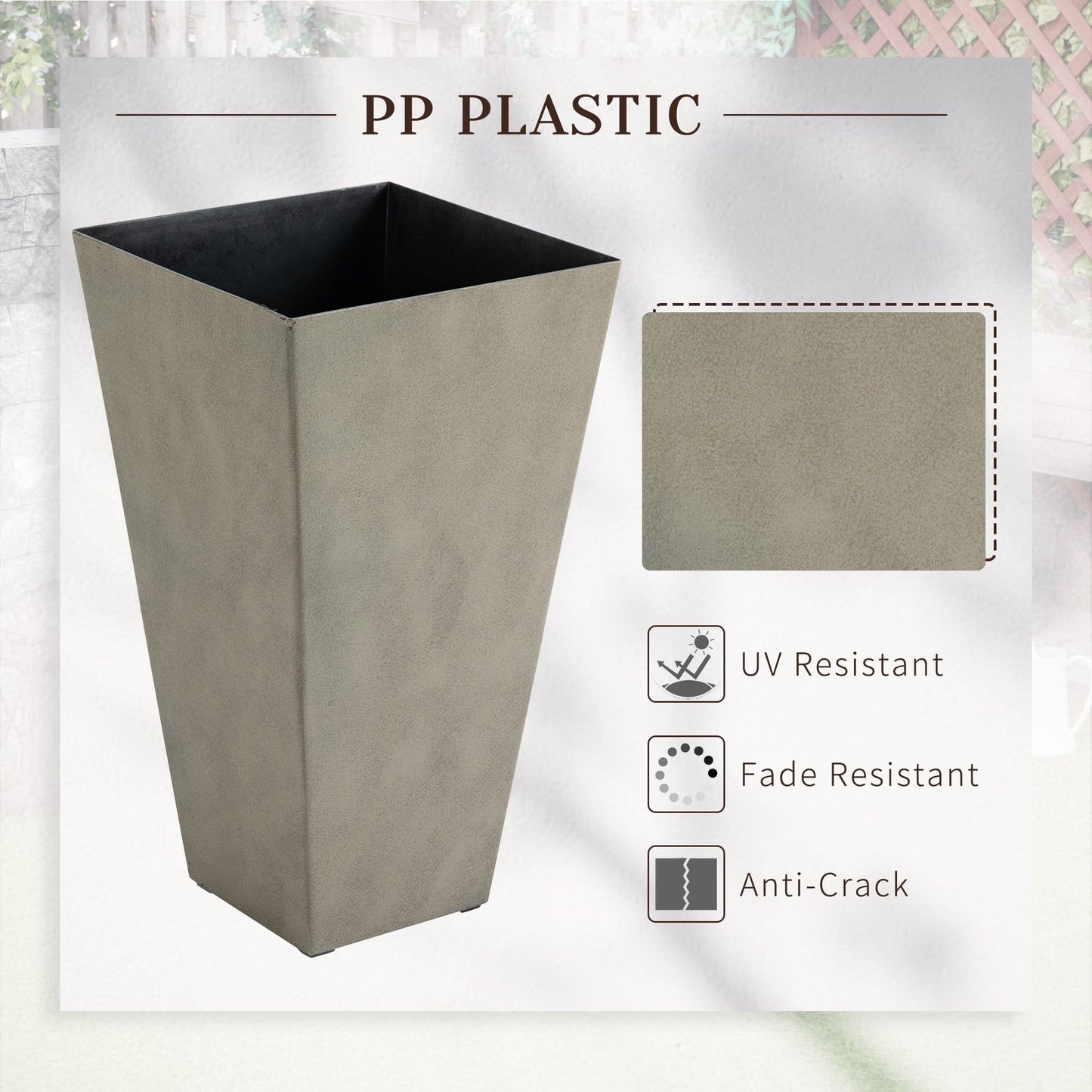 Outsunny Lot de 3 grands pots à fleurs en plastique, 71 cm de hauteur, pour l'intérieur et l'extérieur, pour entrée, patio, jardin