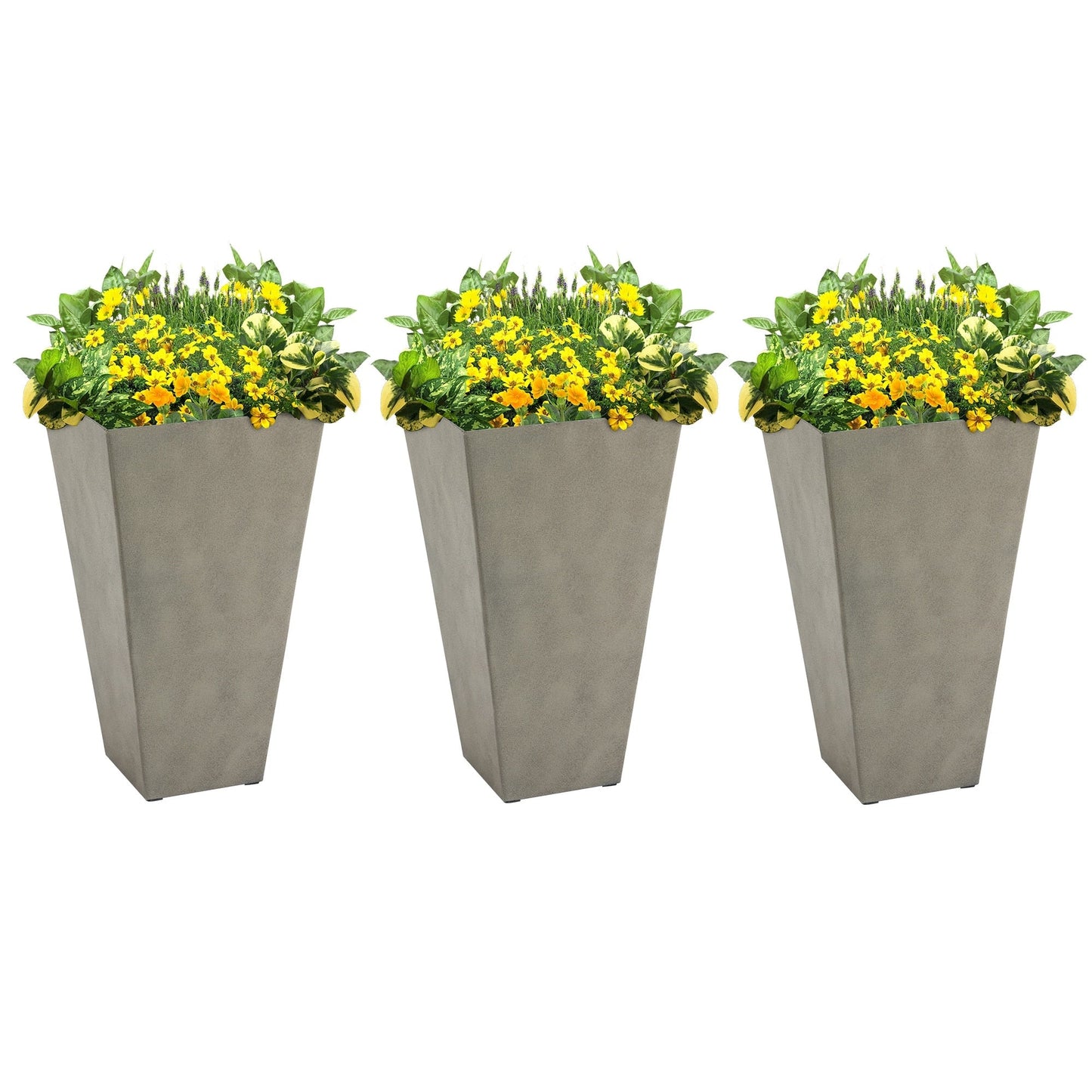 Outsunny Lot de 3 grands pots à fleurs en plastique, 71 cm de hauteur, pour l'intérieur et l'extérieur, pour entrée, patio, jardin