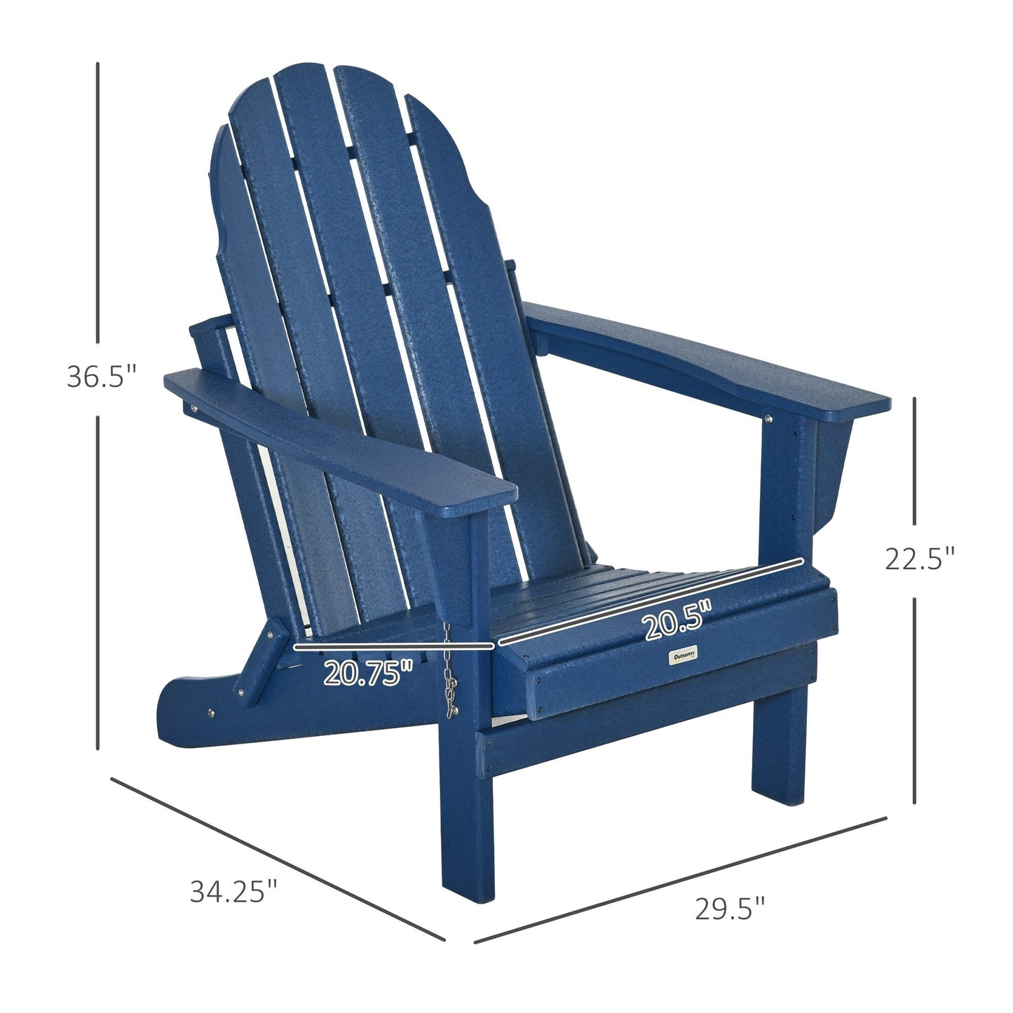 Outsunny Chaise de jardin pliante Adirondack, chaise de plage en plastique résistant aux intempéries en HDPE pour terrasse, pont et mobilier de jardin
