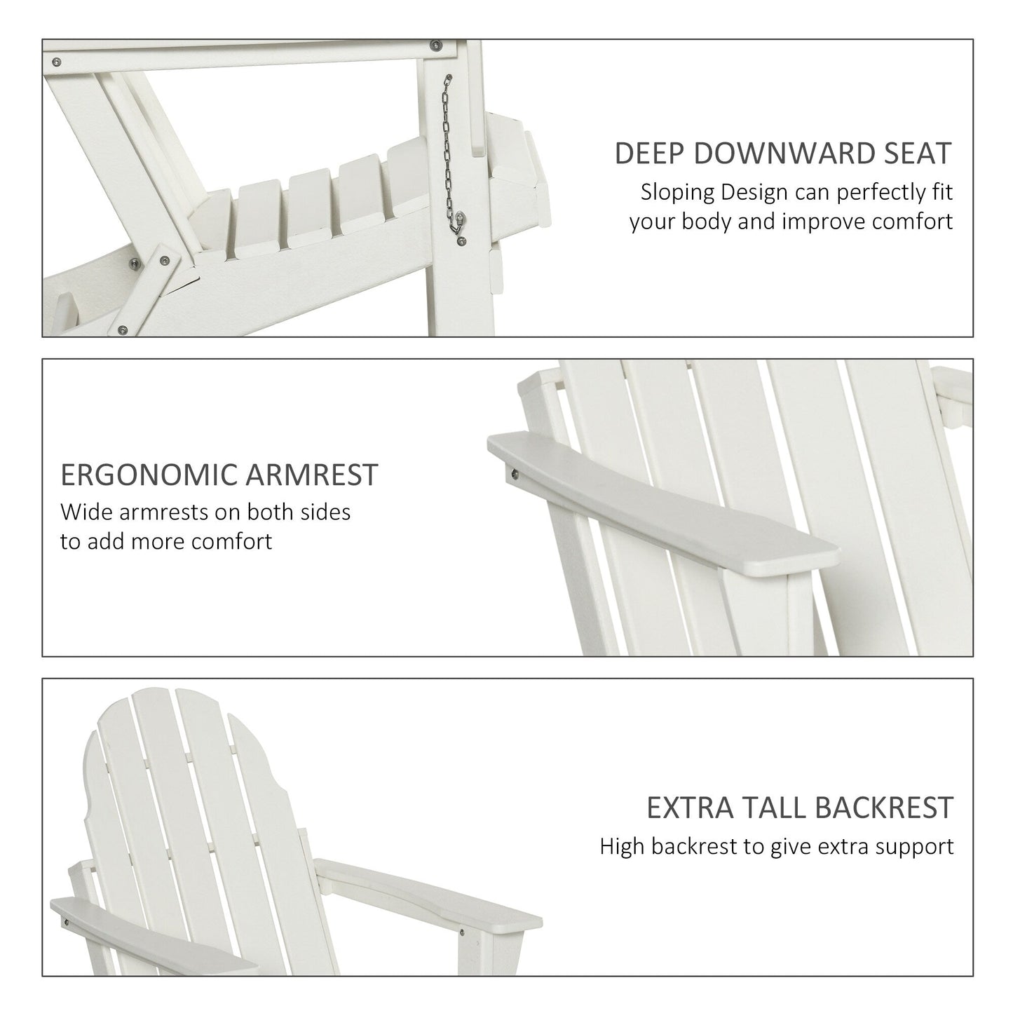 Outsunny Chaise de jardin pliante Adirondack, chaise de plage en plastique résistant aux intempéries en HDPE pour terrasse, pont et mobilier de jardin