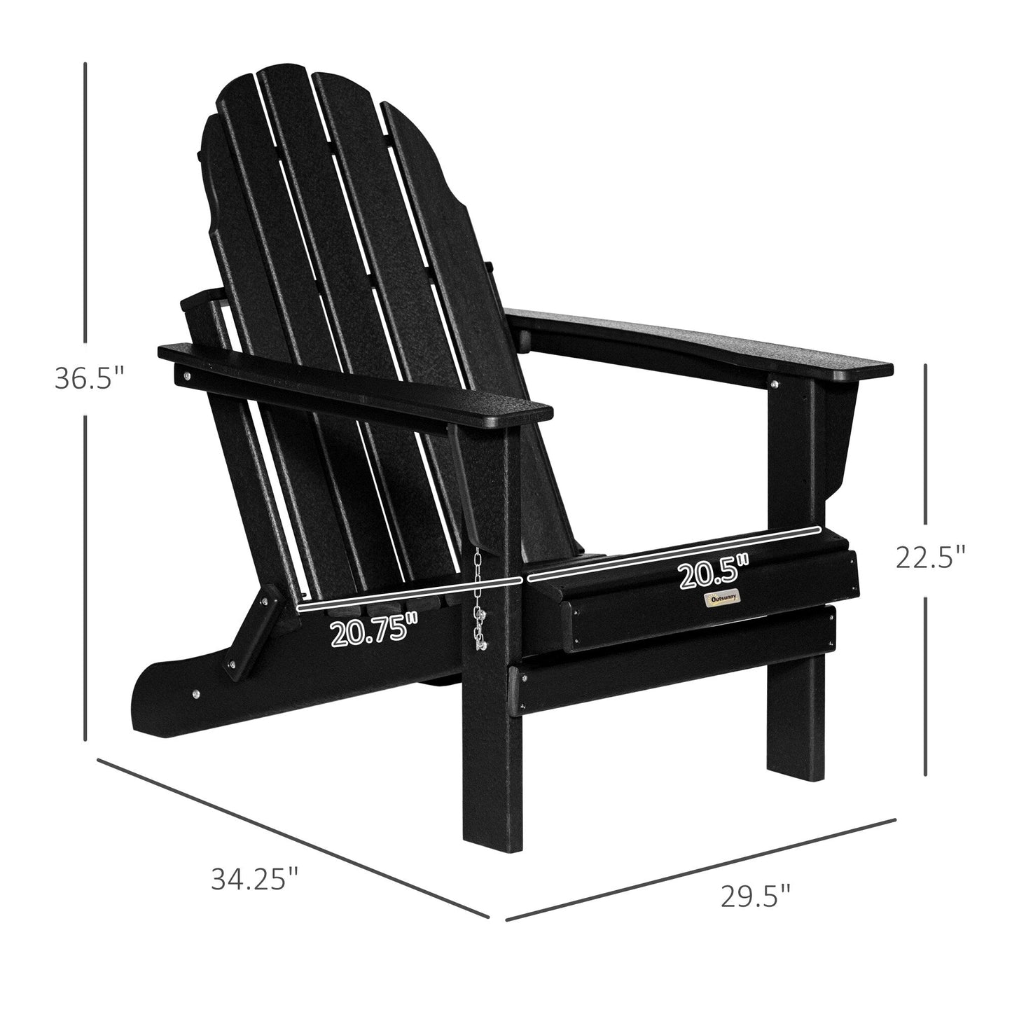 Outsunny Chaise de jardin pliante Adirondack, chaise de plage en plastique résistant aux intempéries en HDPE pour terrasse, pont et mobilier de jardin