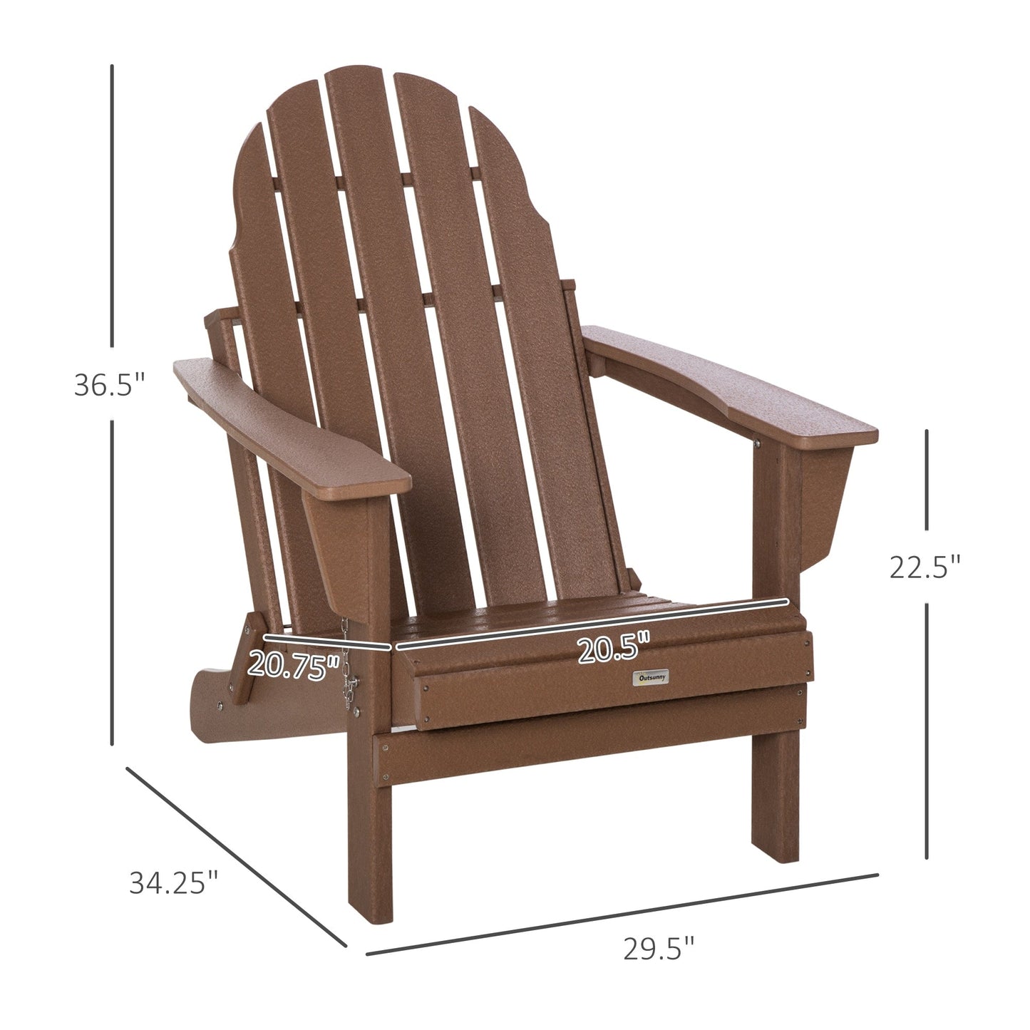 Outsunny Chaise de jardin pliante Adirondack, chaise de plage en plastique résistant aux intempéries en HDPE pour terrasse, pont et mobilier de jardin