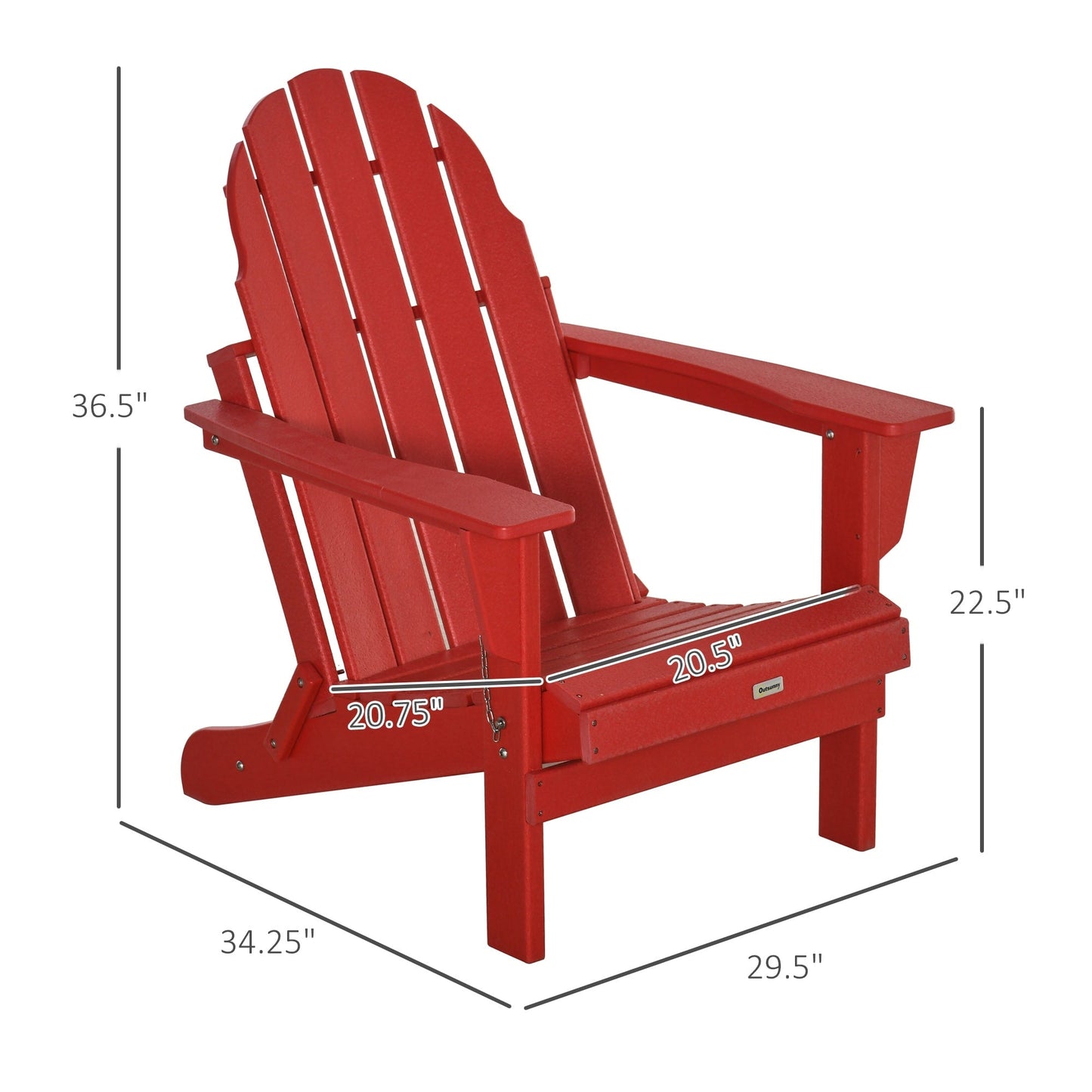 Outsunny Chaise de jardin pliante Adirondack, chaise de plage en plastique résistant aux intempéries en HDPE pour terrasse, pont et mobilier de jardin