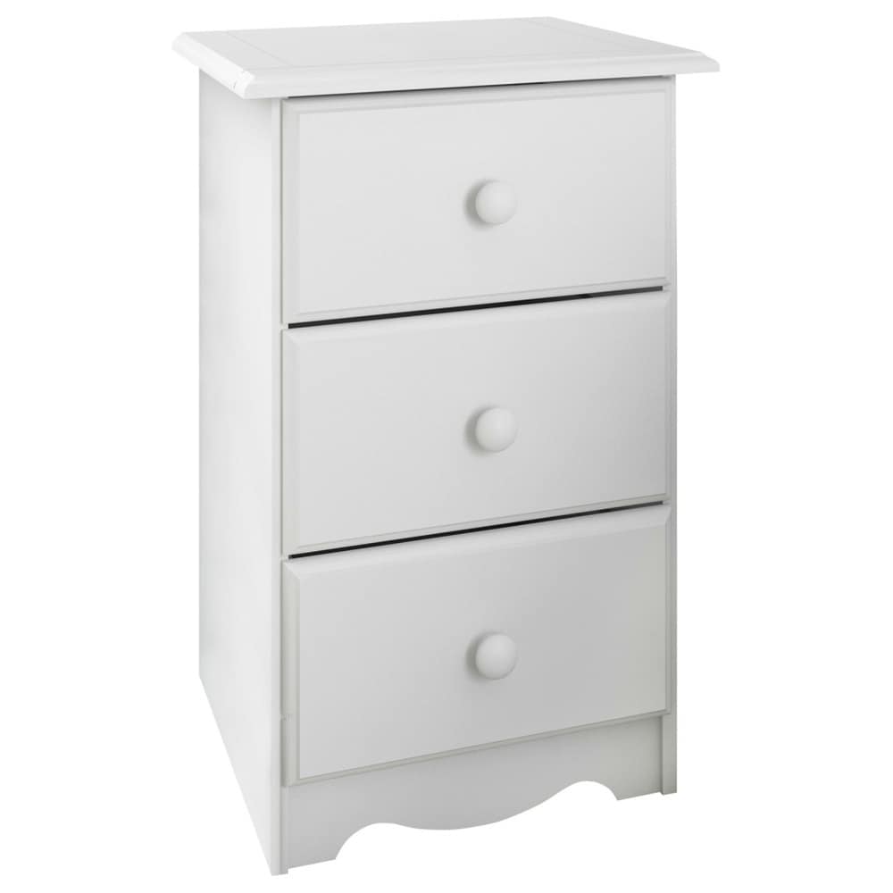 Palace Imports Table de chevet 100 % bois massif avec 3 tiroirs et poignées en métal ou en bois