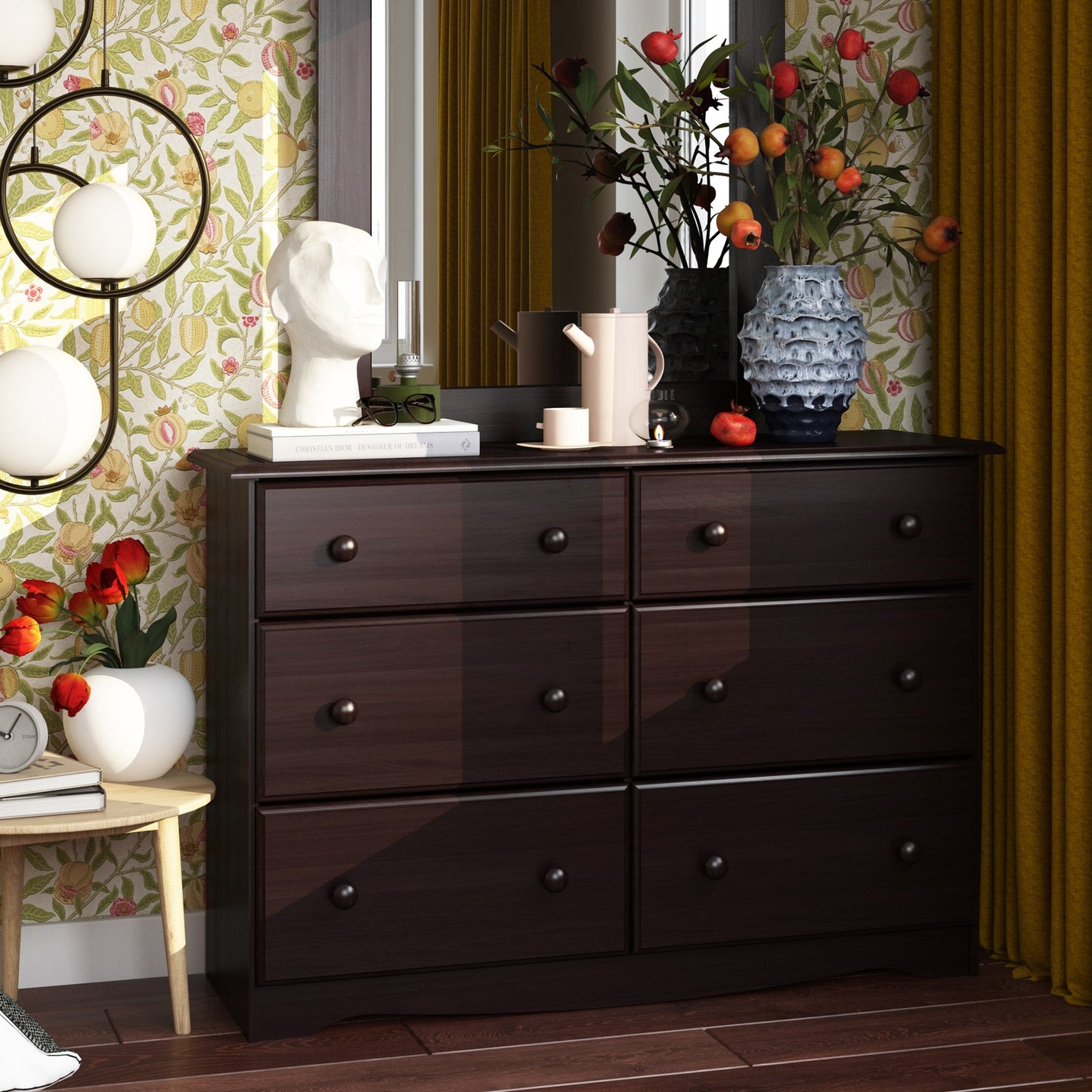 Palace Imports - Meuble de rangement à 6 tiroirs en bois massif 100%