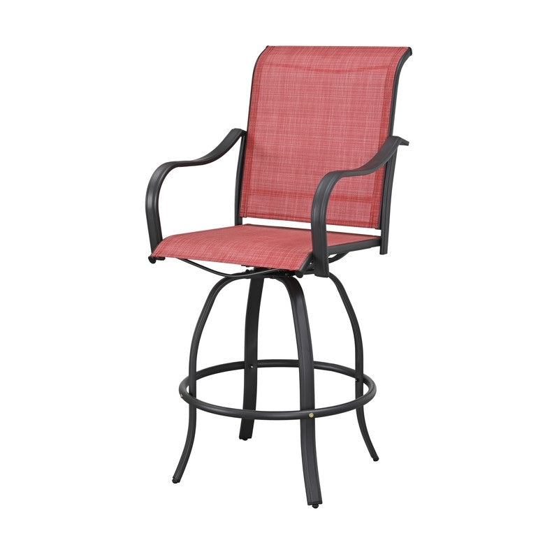Chaise de bar à dossier haut et pivotante en métal pour extérieur, modèle Patio Festival (lot de 2)