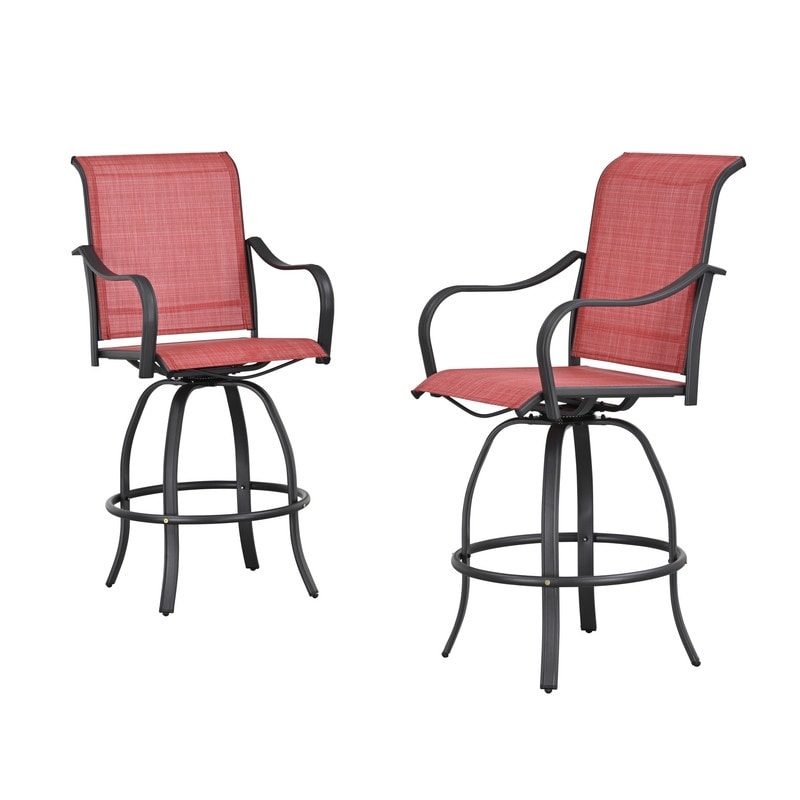 Chaise de bar à dossier haut et pivotante en métal pour extérieur, modèle Patio Festival (lot de 2)