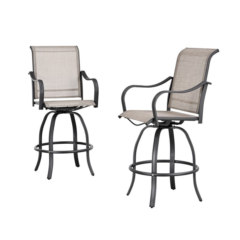 Chaise de bar à dossier haut et pivotante en métal pour extérieur, modèle Patio Festival (lot de 2)