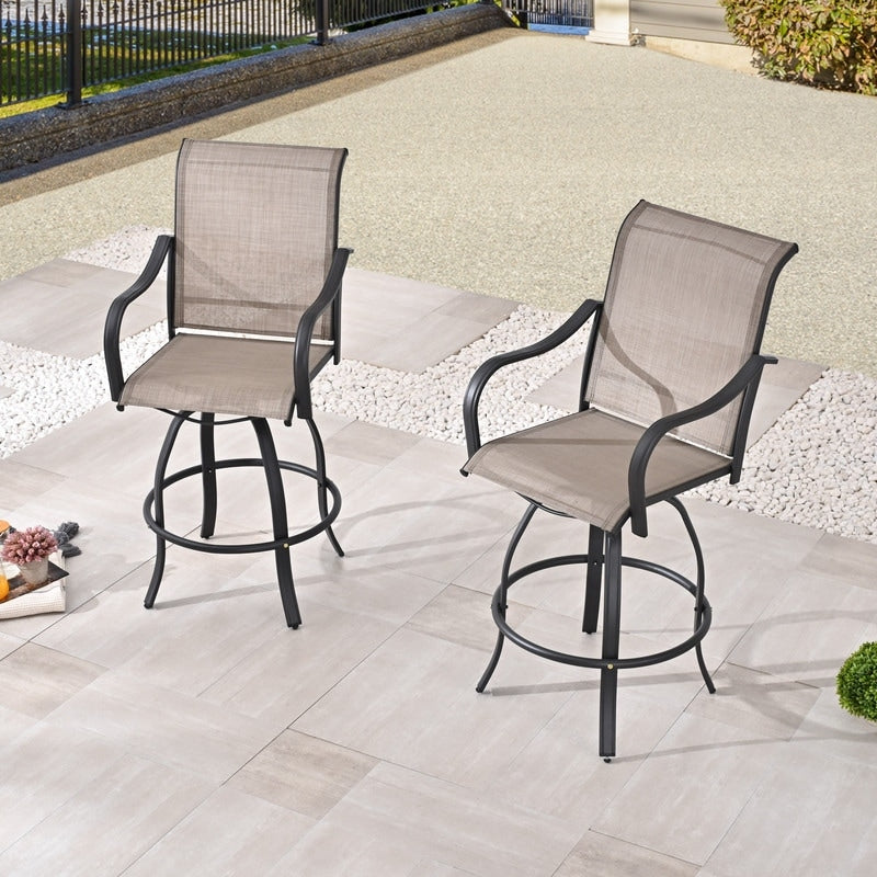 Chaise de bar à dossier haut et pivotante en métal pour extérieur, modèle Patio Festival (lot de 2)