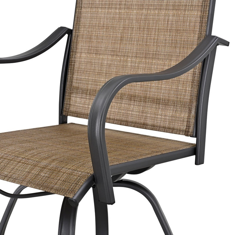 Chaise de bar à dossier haut et pivotante en métal pour extérieur, modèle Patio Festival (lot de 2)