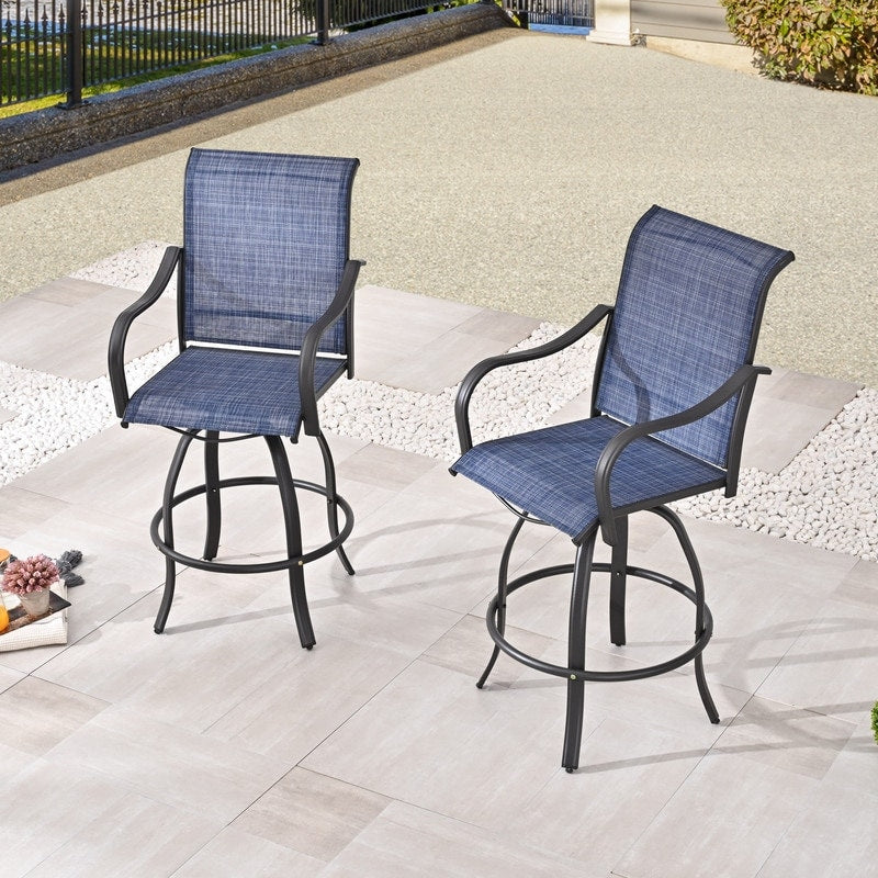Chaise de bar à dossier haut et pivotante en métal pour extérieur, modèle Patio Festival (lot de 2)
