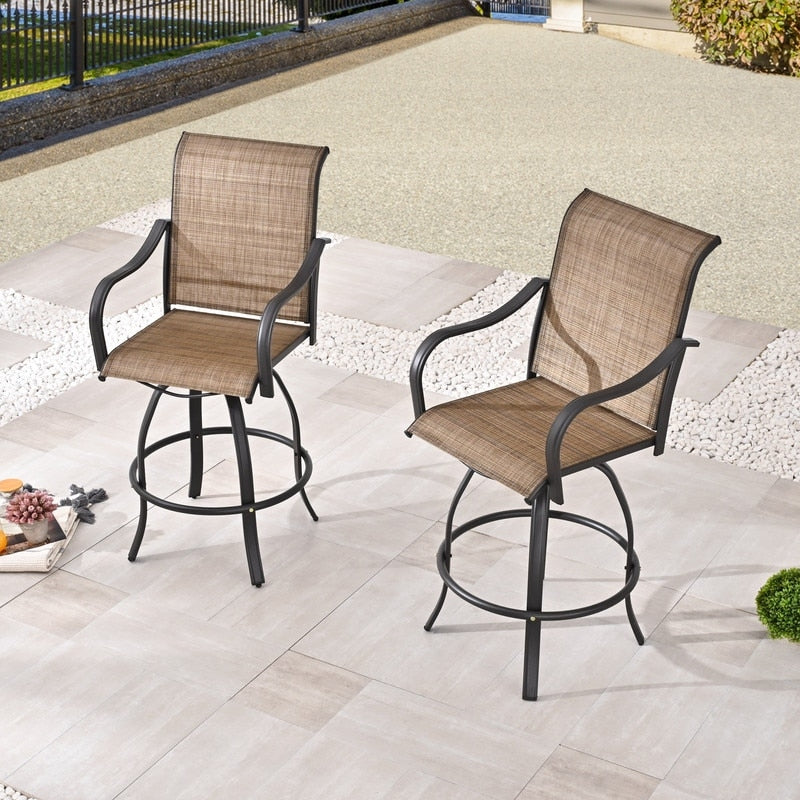 Chaise de bar à dossier haut et pivotante en métal pour extérieur, modèle Patio Festival (lot de 2)