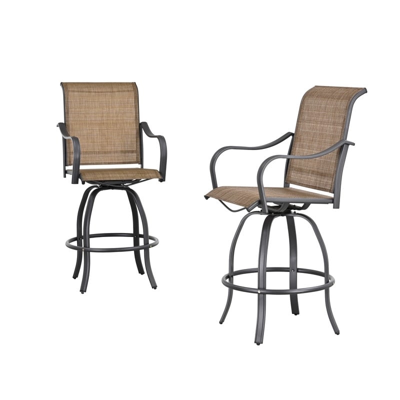 Chaise de bar à dossier haut et pivotante en métal pour extérieur, modèle Patio Festival (lot de 2)