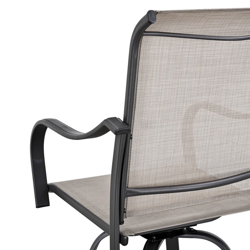 Chaise de bar à dossier haut et pivotante en métal pour extérieur, modèle Patio Festival (lot de 2)