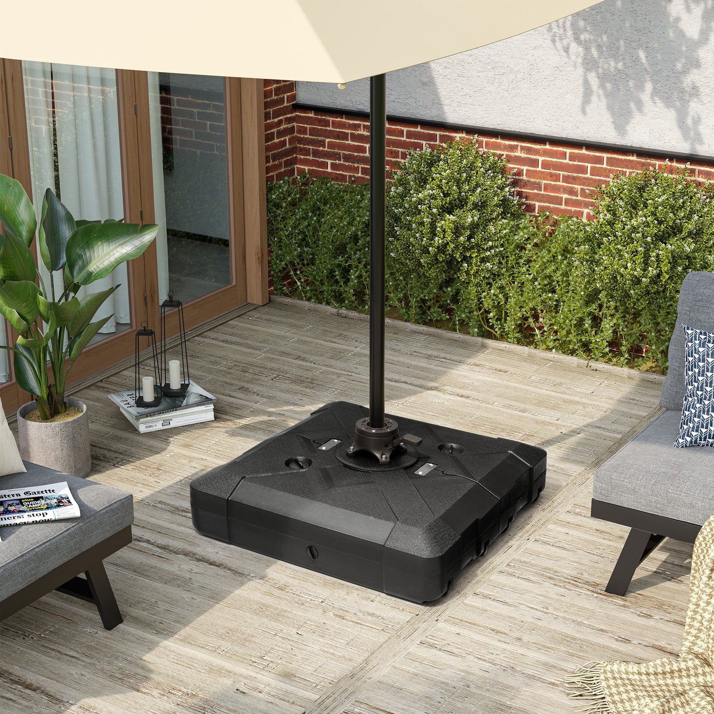 Pellebant Pied de parasol cantilever de patio de 220 lbs avec roulettes - N/A