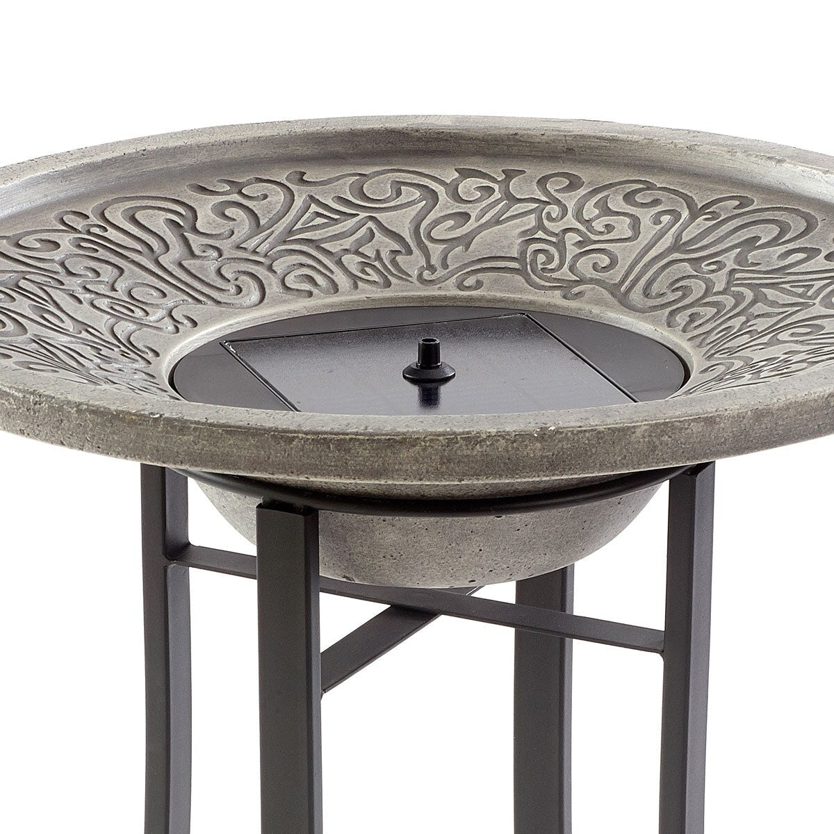 Baignoire pour oiseaux Perello intelliSOLAR en ciment clair avec télécommande - Gris patiné