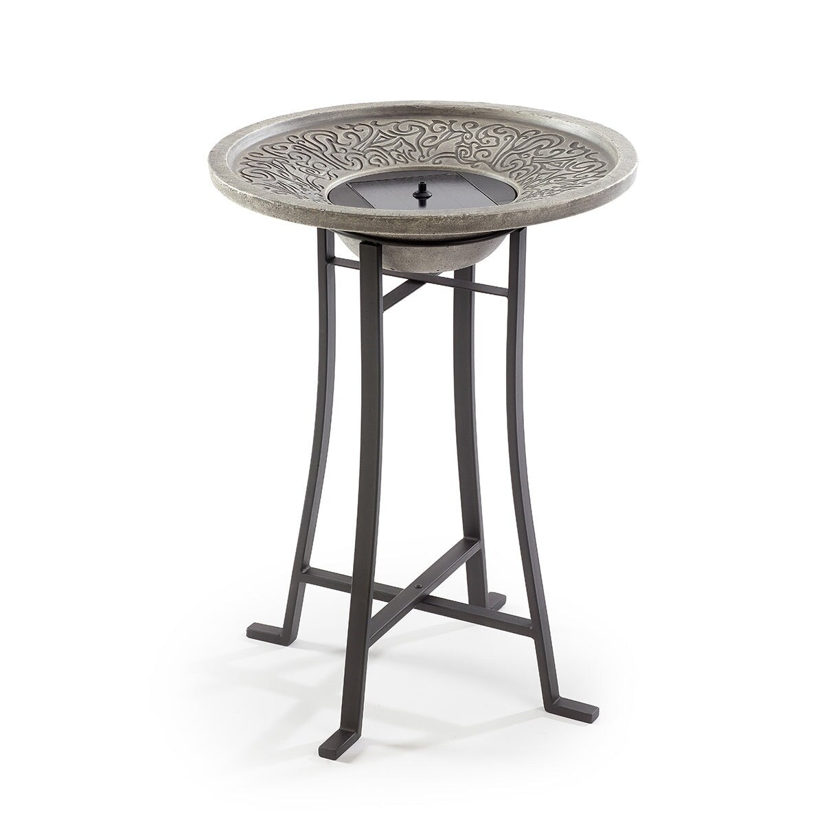 Baignoire pour oiseaux Perello intelliSOLAR en ciment clair avec télécommande - Gris patiné