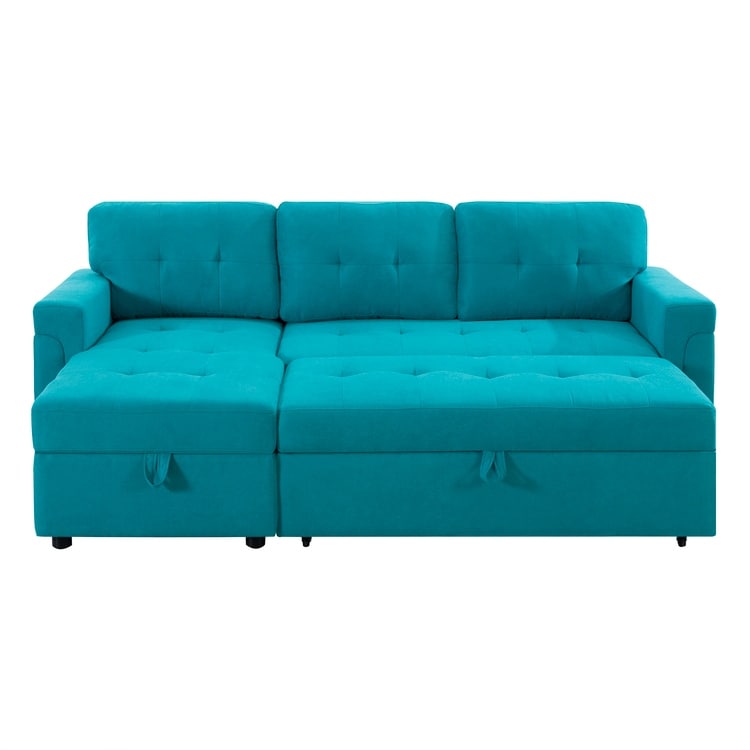 Canapé d'angle réversible avec lit escamotable, chaise longue avec rangement intégré, pieds robustes,