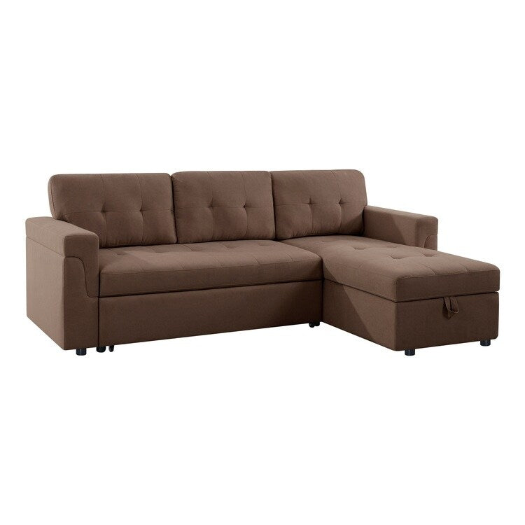 Canapé d'angle réversible avec lit escamotable, chaise longue avec rangement intégré, pieds robustes,