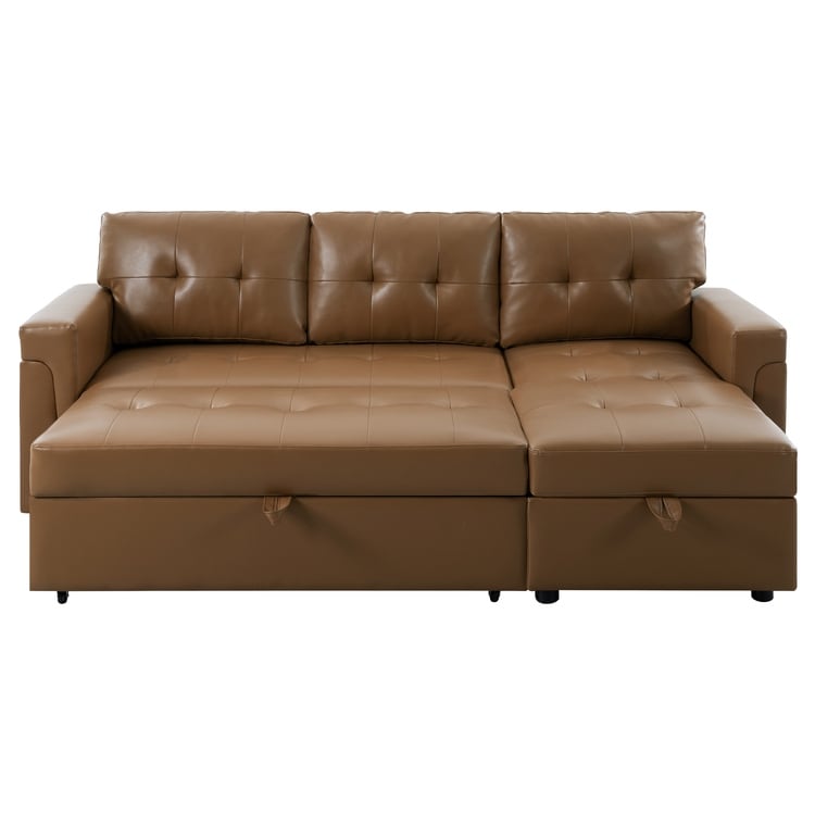Canapé d'angle réversible avec lit escamotable, chaise longue avec rangement intégré, pieds robustes,