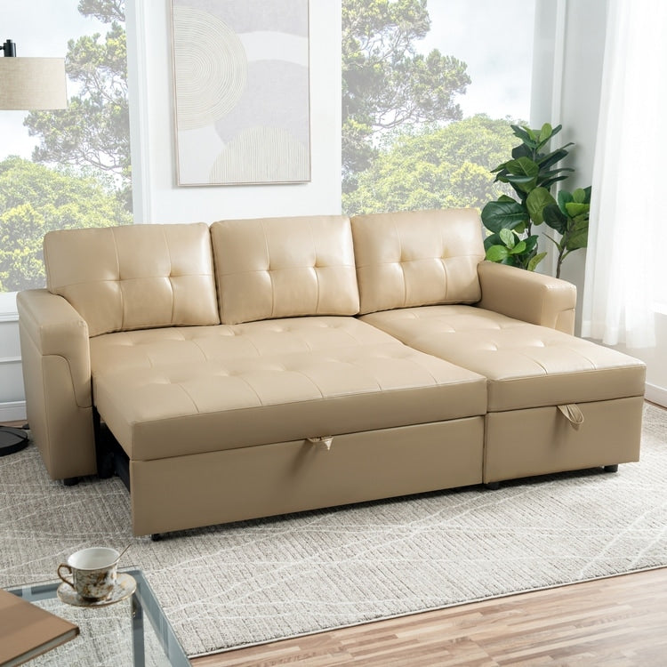 Canapé d'angle réversible avec lit escamotable, chaise longue avec rangement intégré, pieds robustes,