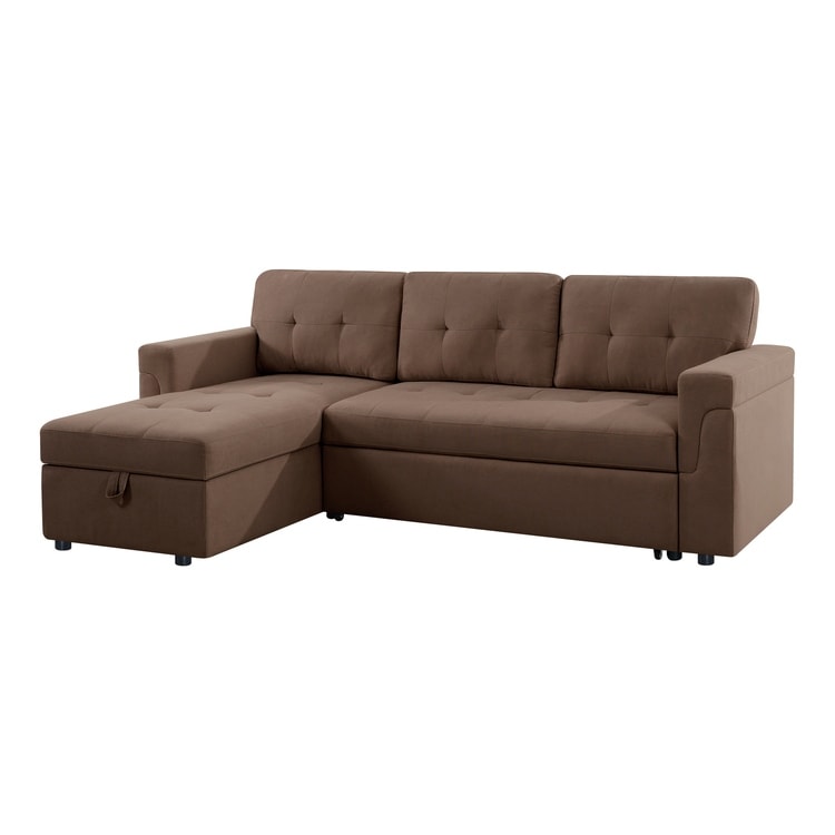 Canapé d'angle réversible avec lit escamotable, chaise longue avec rangement intégré, pieds robustes,