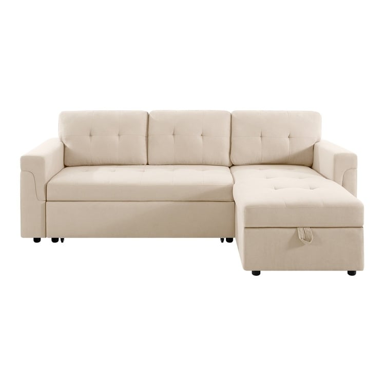 Canapé d'angle réversible avec lit escamotable, chaise longue avec rangement intégré, pieds robustes,