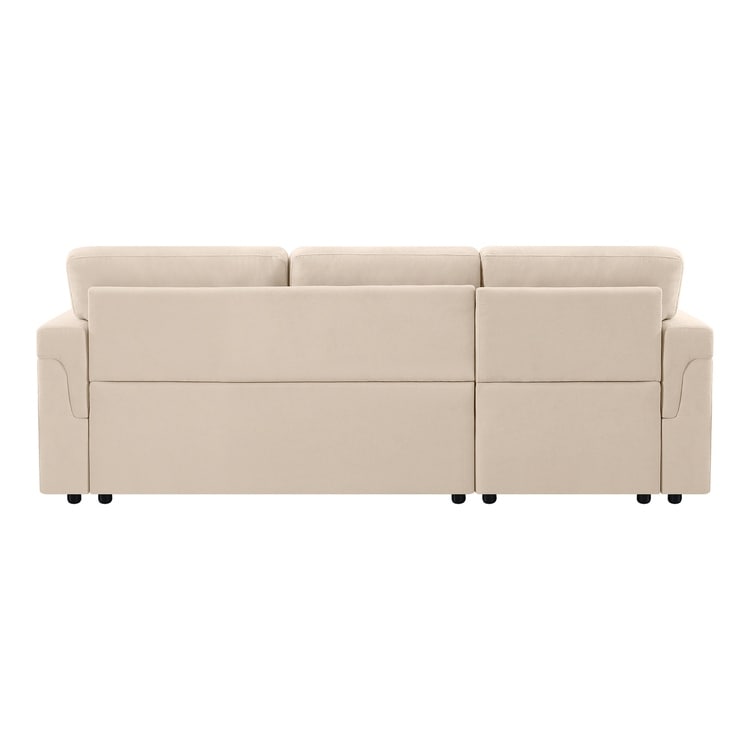 Canapé d'angle réversible avec lit escamotable, chaise longue avec rangement intégré, pieds robustes,