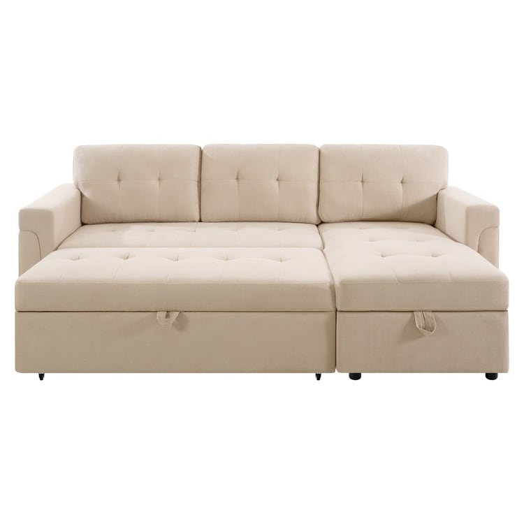 Canapé d'angle réversible avec lit escamotable, chaise longue avec rangement intégré, pieds robustes,