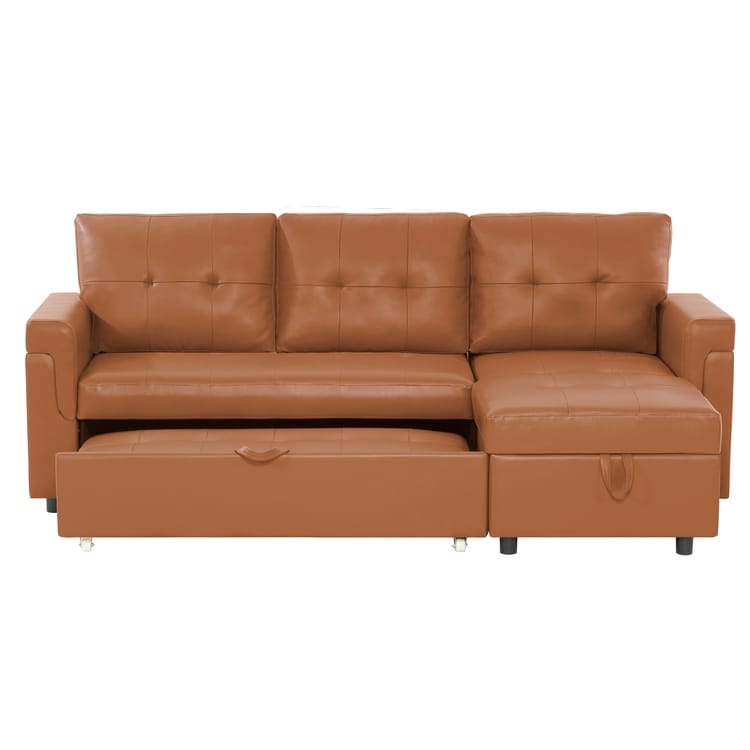 Canapé d'angle réversible avec lit escamotable, chaise longue avec rangement intégré, pieds robustes,