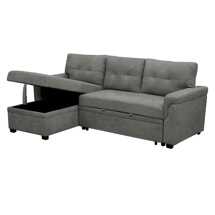 Canapé d'angle réversible avec lit escamotable, chaise longue avec rangement intégré, pieds robustes,
