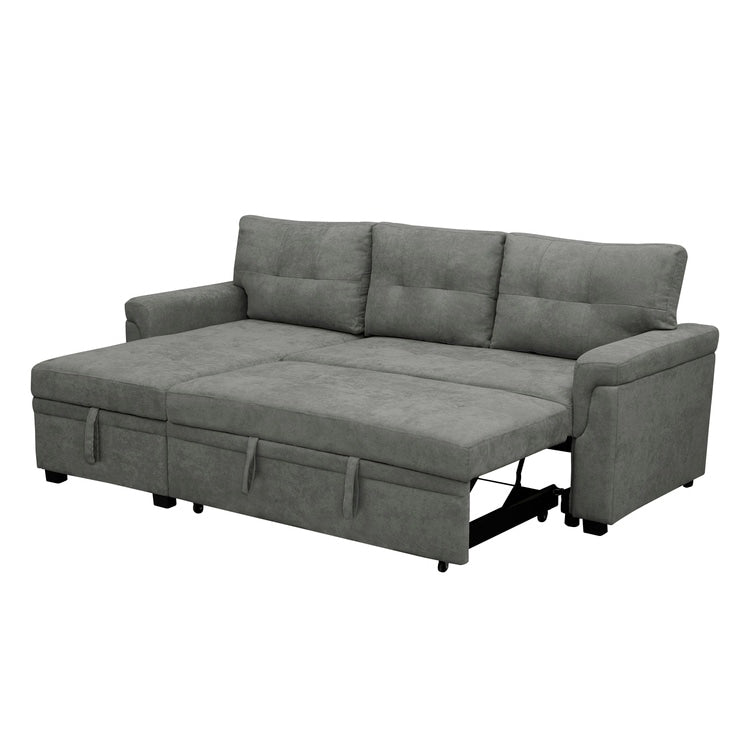Canapé d'angle réversible avec lit escamotable, chaise longue avec rangement intégré, pieds robustes,