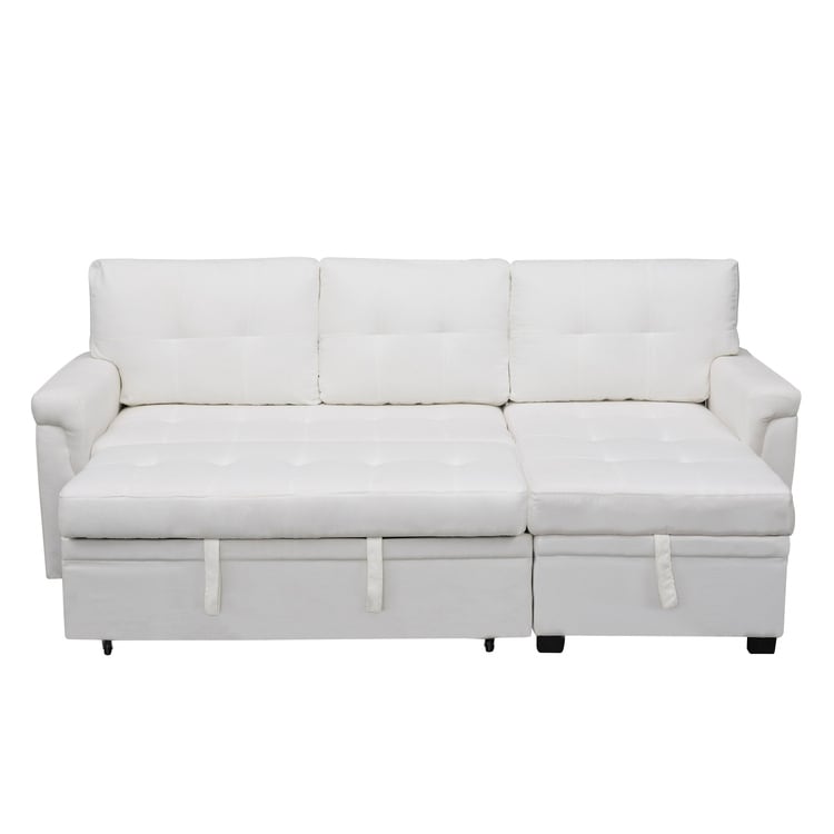 Canapé d'angle réversible avec lit escamotable, chaise longue avec rangement intégré, pieds robustes,