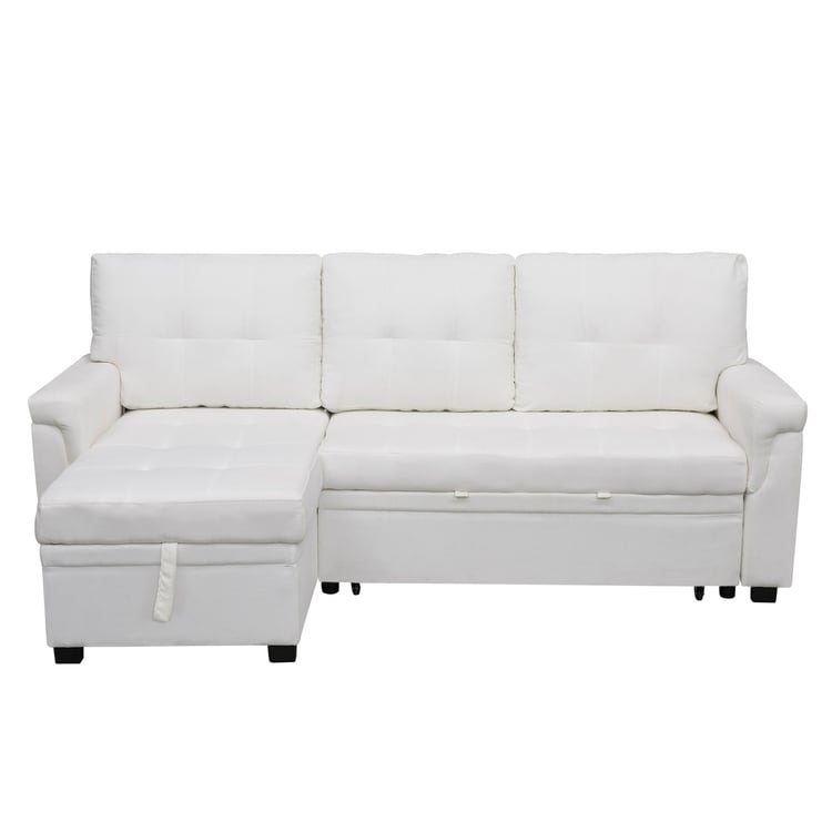 Canapé d'angle réversible avec lit escamotable, chaise longue avec rangement intégré, pieds robustes,