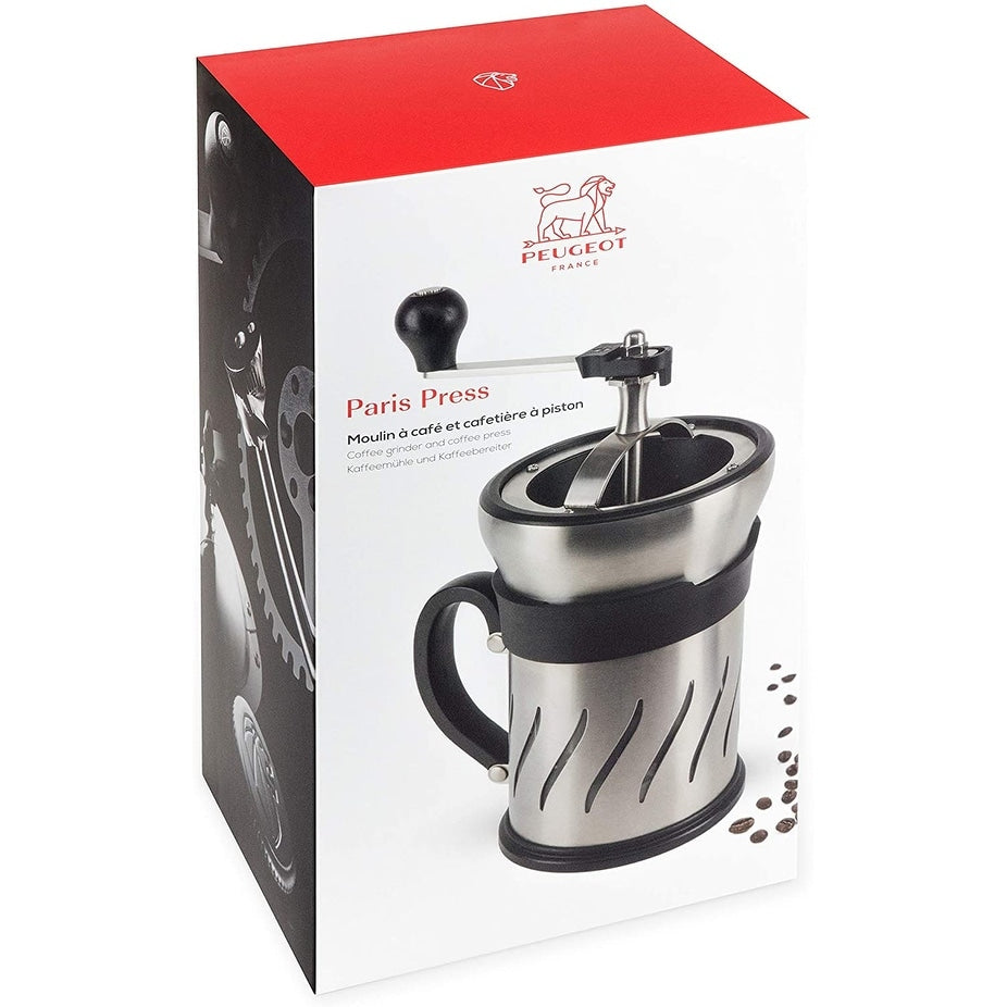Peugeot 35257 Paris Press, broyeur à café/presse à café combiné, acier inoxydable - 7,6 x 7,6 x 15,2 cm