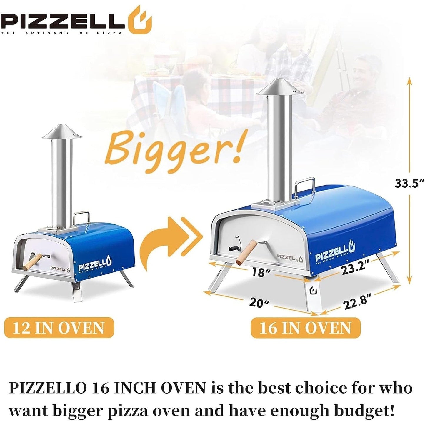 Four à pizza extérieur à bois, four à pizza portable avec pelle à pizza, sac de transport - 16 pouces