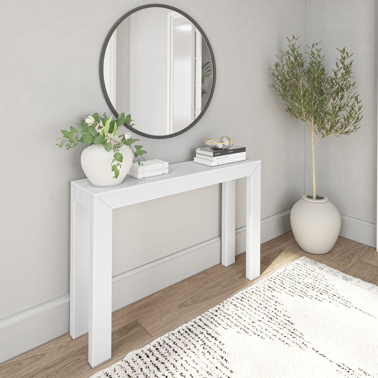 Table console moderne à structure de poutres et de planches - 46