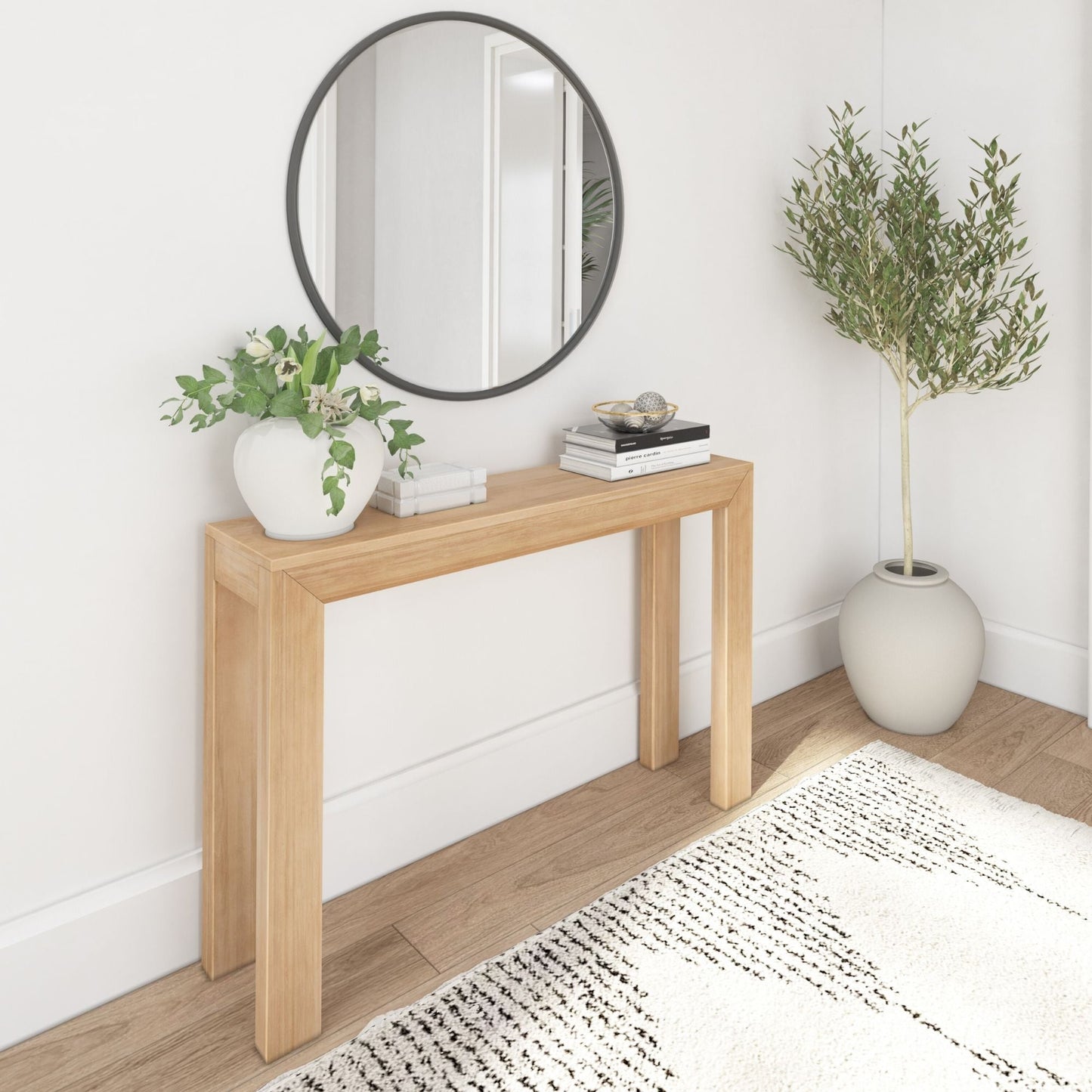 Table console moderne à structure de poutres et de planches - 46